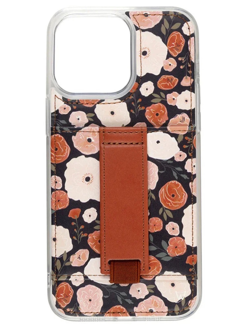 WalliCases Floral Smartphone Case with Pink & Black Design and Built-In Strap - Picture 5 of 5